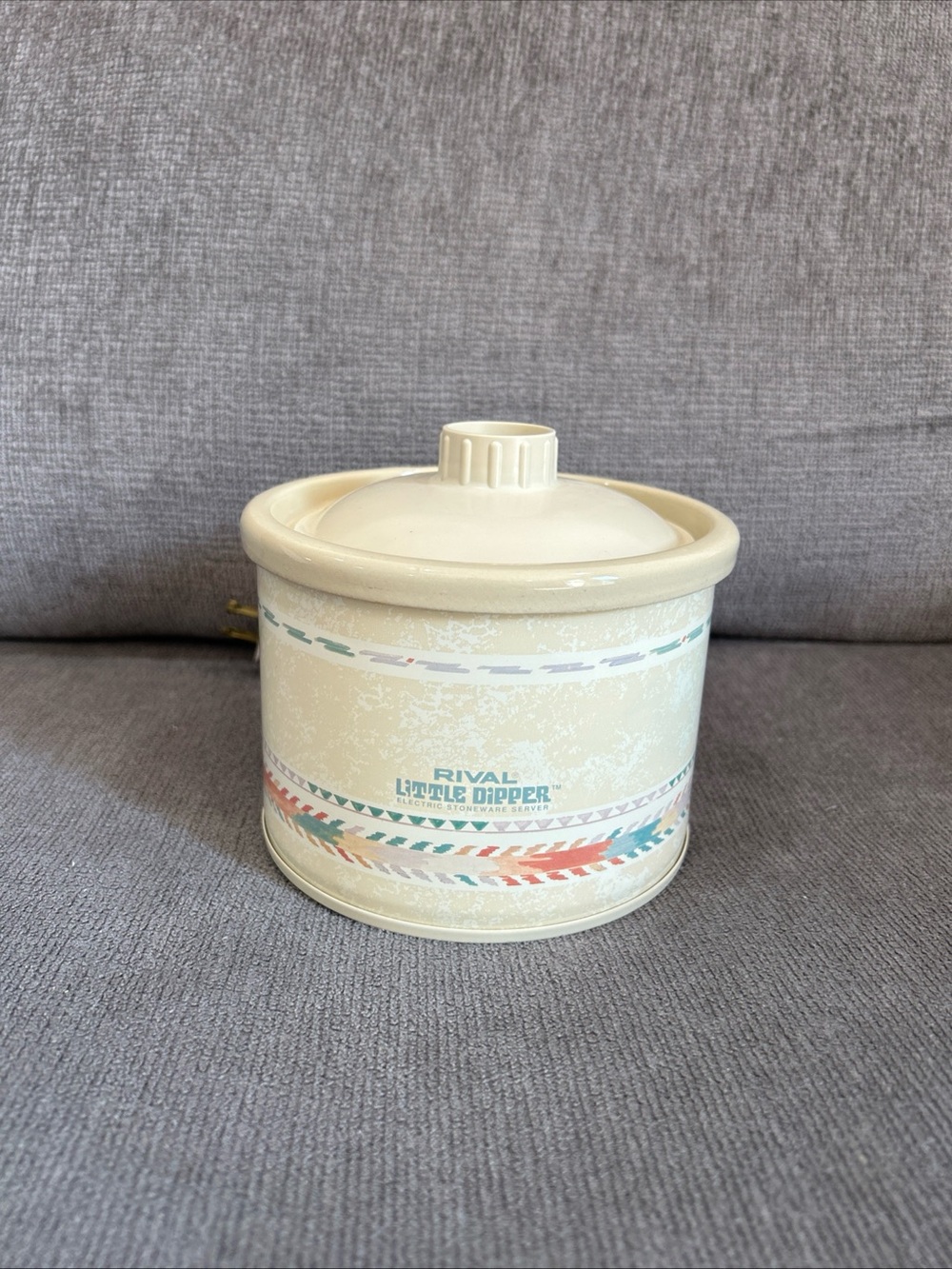 VTG Rival Little Dipper Mini Ceramic Crock Pot With Lid Pastel Southwest Design